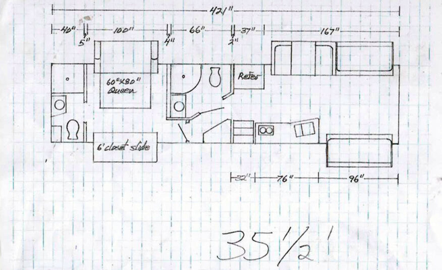 35.5 ft NRC Custom Motorhome floorplan